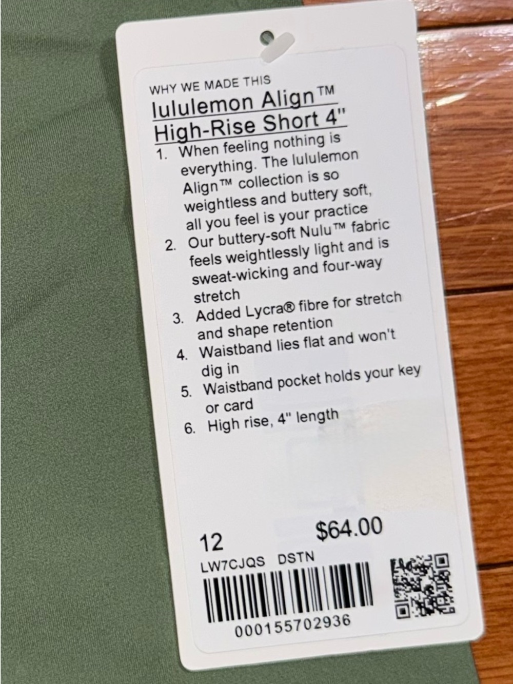 NWT lululemon athletica High-Rise Olive Green Workout Shorts - Picture 3 of 4